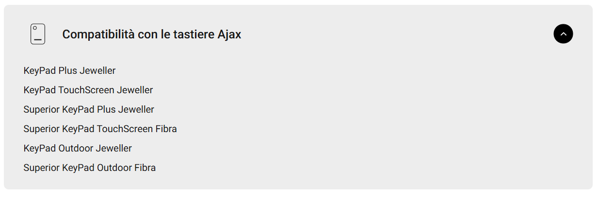 Ajax - Portachiavi contactless per controllare le modalità di sicurezza - TAG