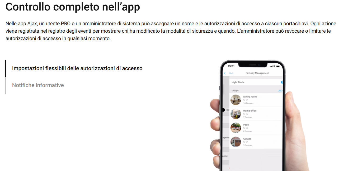 Ajax - Portachiavi contactless per controllare le modalità di sicurezza - TAG