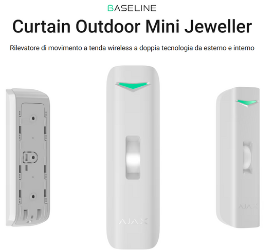 Ajax - Rilevatore di movimento a tenda wireless a doppia tecnologia da esterno e interno - Curtain Outdoor Mini Jeweller