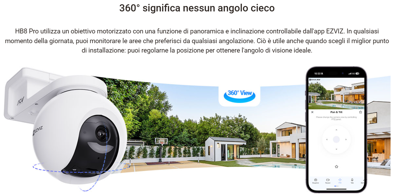 -🔥 Offerta a tempo – 182,99€ - valida fino al 26/02/26 al CHECKOUT - EZVIZ - CB8 Lite 4G LTE Telecamera Esterno Senza Fili, 2K+/4MP 360° PTZ con Batteria