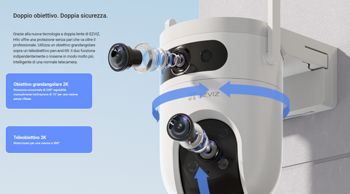 -🔥 Offerta a tempo – 109,99€ - valida fino al 26/02/26 al CHECKOUT - EZVIZ - H9c Dual 2K - Telecamera a doppia ottica 3+3 MP da esterno, Wi-Fi