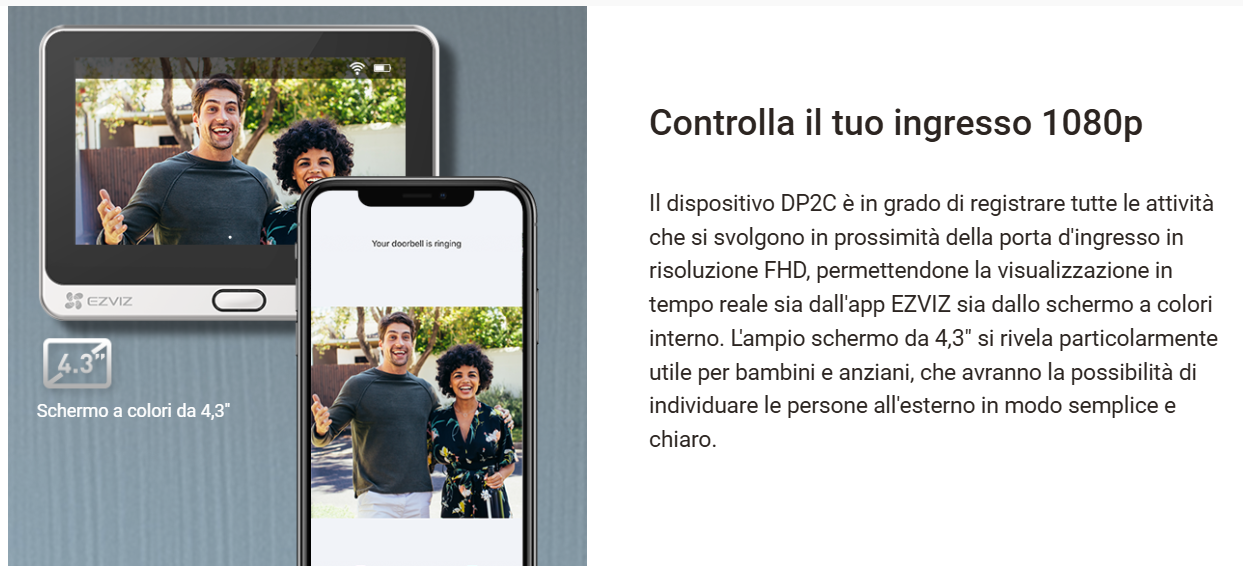 -🔥 Offerta a tempo – 149,99€ - valida fino al 26/02/26 al CHECKOUT - EZVIZ - DP2C - Spioncino elettronico connesso per porta d'ingresso