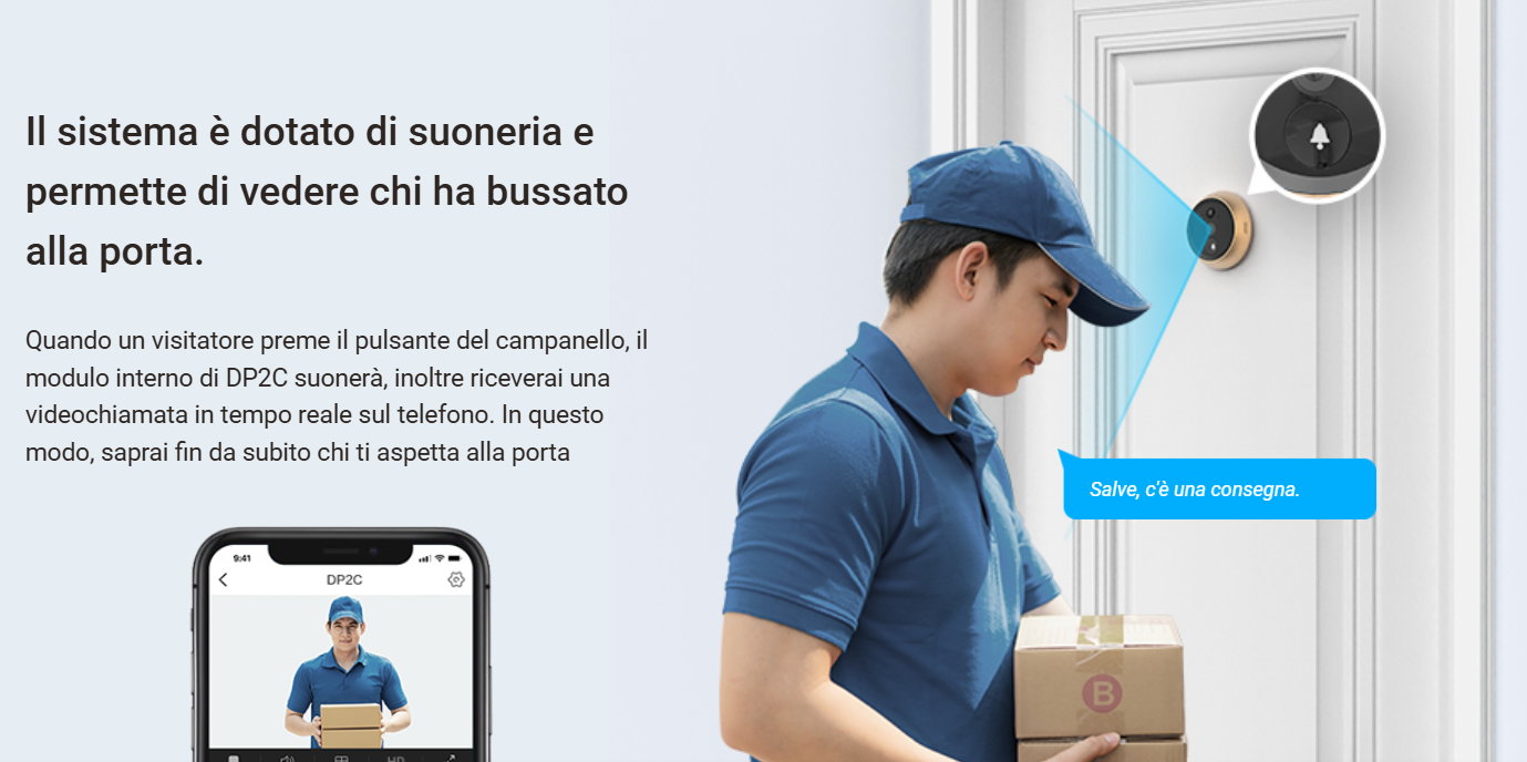 -🔥 Offerta a tempo – 149,99€ - valida fino al 26/02/26 al CHECKOUT - EZVIZ - DP2C - Spioncino elettronico connesso per porta d'ingresso