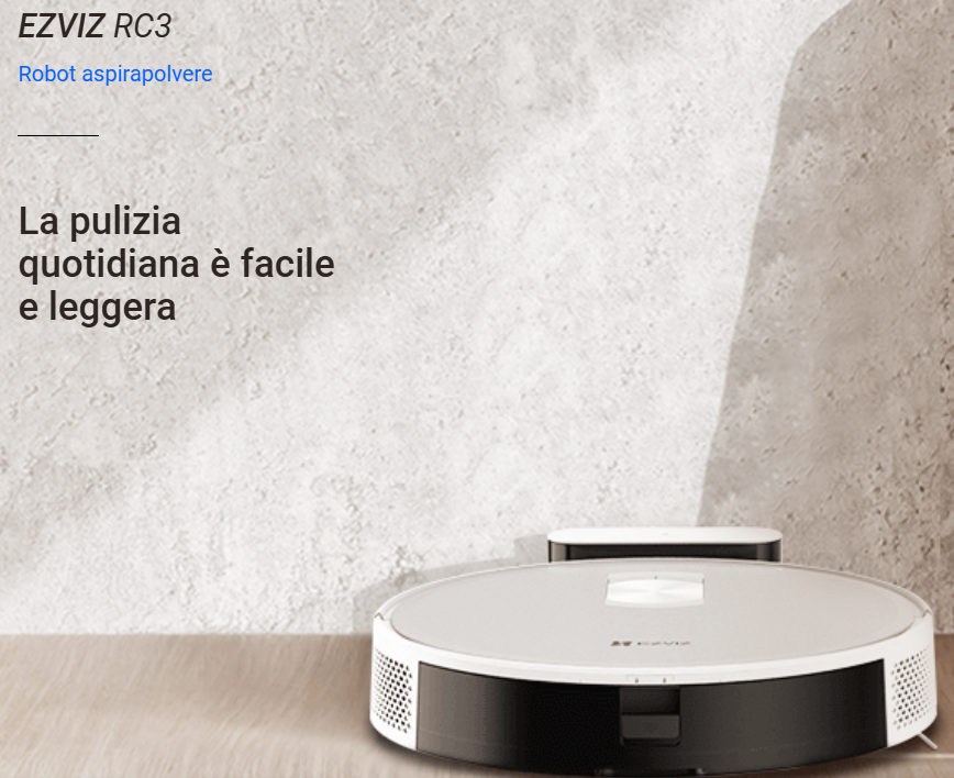 -🔥 Offerta a tempo – 121,99€ - valida fino al 26/02/26 al CHECKOUT - EZVIZ - CS-RC3 Robot Aspirapolvere con Navigazione Intelligente 30 W Bianco