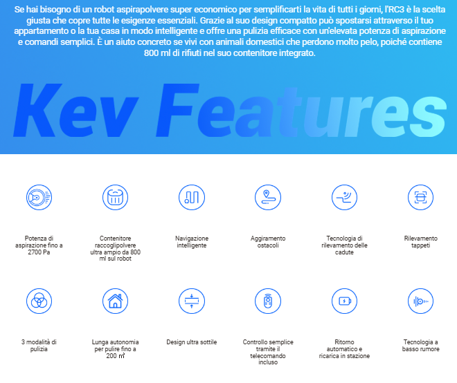 -🔥 Offerta a tempo – 121,99€ - valida fino al 26/02/26 al CHECKOUT - EZVIZ - CS-RC3 Robot Aspirapolvere con Navigazione Intelligente 30 W Bianco