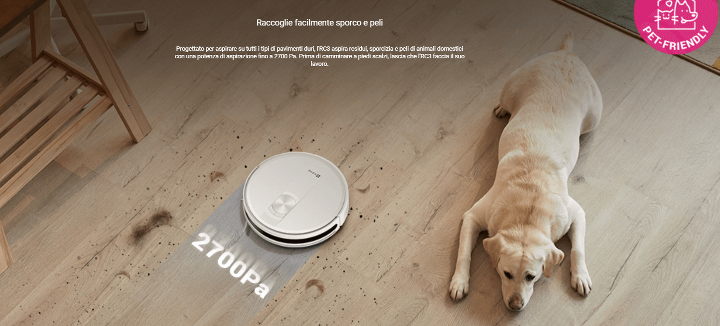 -🔥 Offerta a tempo – 121,99€ - valida fino al 26/02/26 al CHECKOUT - EZVIZ - CS-RC3 Robot Aspirapolvere con Navigazione Intelligente 30 W Bianco