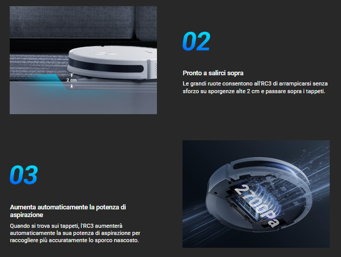 -🔥 Offerta a tempo – 121,99€ - valida fino al 26/02/26 al CHECKOUT - EZVIZ - CS-RC3 Robot Aspirapolvere con Navigazione Intelligente 30 W Bianco