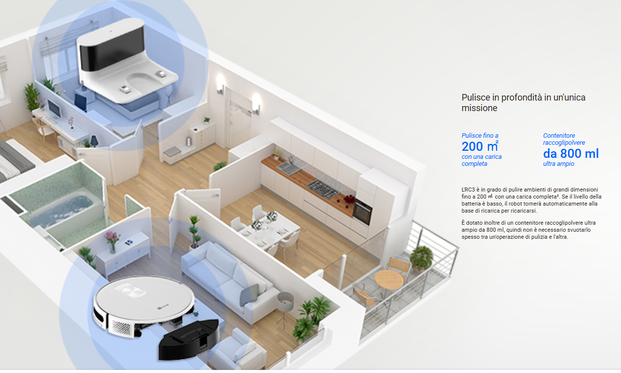 -🔥 Offerta a tempo – 121,99€ - valida fino al 26/02/26 al CHECKOUT - EZVIZ - CS-RC3 Robot Aspirapolvere con Navigazione Intelligente 30 W Bianco