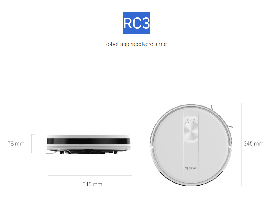 -🔥 Offerta a tempo – 121,99€ - valida fino al 26/02/26 al CHECKOUT - EZVIZ - CS-RC3 Robot Aspirapolvere con Navigazione Intelligente 30 W Bianco