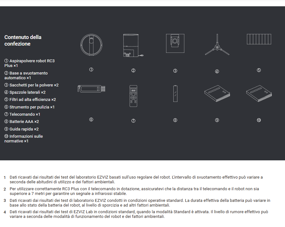 -🔥 Offerta a tempo – 182,99€ - valida fino al 26/02/26 al CHECKOUT - EZVIZ -RC3 Plus - Robot Aspirapolvere con Base a Svuotamento Automatico Polvere