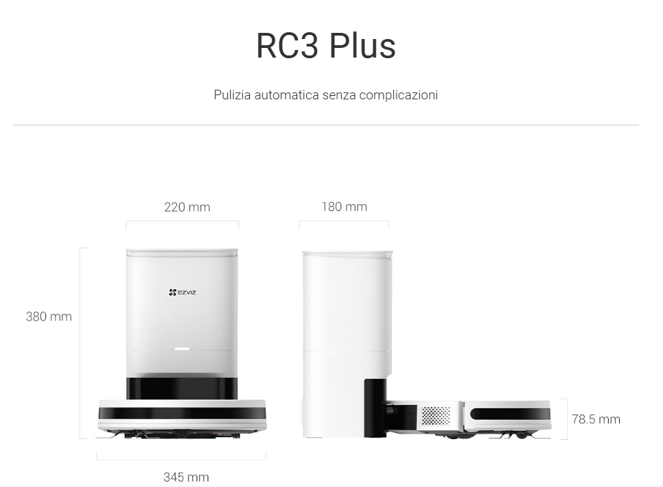 -🔥 Offerta a tempo – 182,99€ - valida fino al 26/02/26 al CHECKOUT - EZVIZ -RC3 Plus - Robot Aspirapolvere con Base a Svuotamento Automatico Polvere