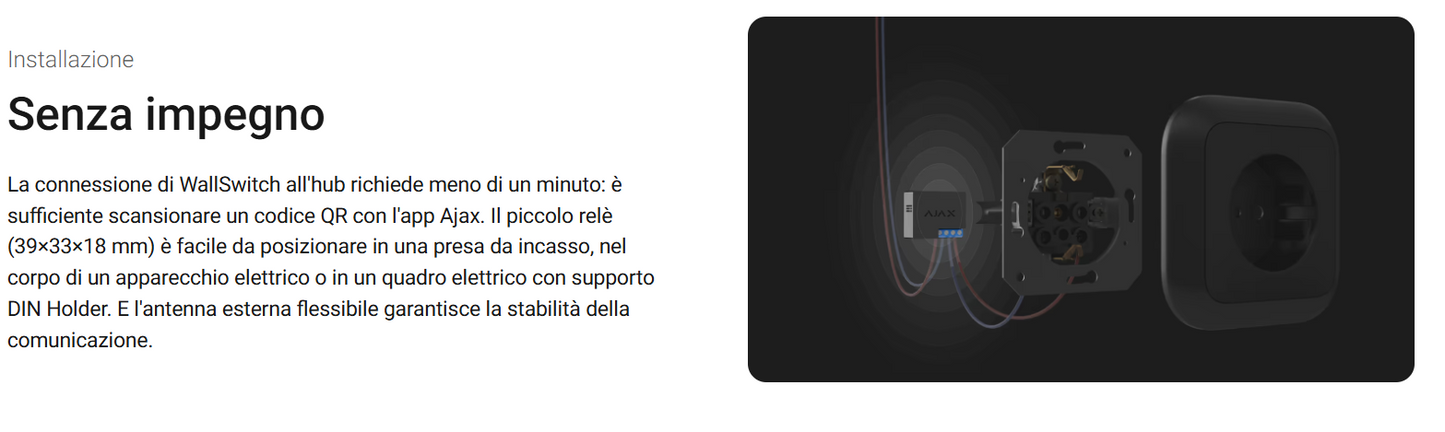 Ajax - WallSwitch Jeweller - Relè di potenza wireless per controllare l'alimentazione a 110/230 V~ da remoto 38189.13.BL1