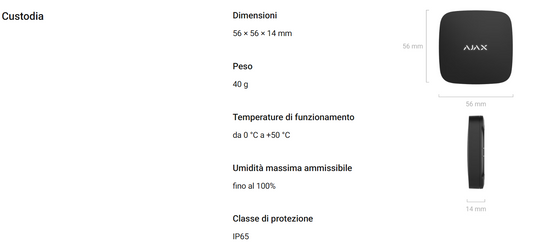 Ajax - LeaksProtect Jeweller - Rilevatore allagamenti wireless - 38254.08.BL1/38255.08.WH1
