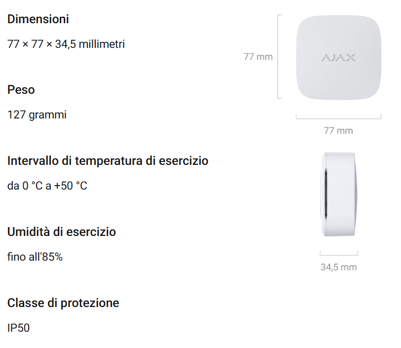 Ajax - Gioielliere LifeQuality Monitor intelligente della qualità dell'aria 52272.135.BL1/52273.135.WH1