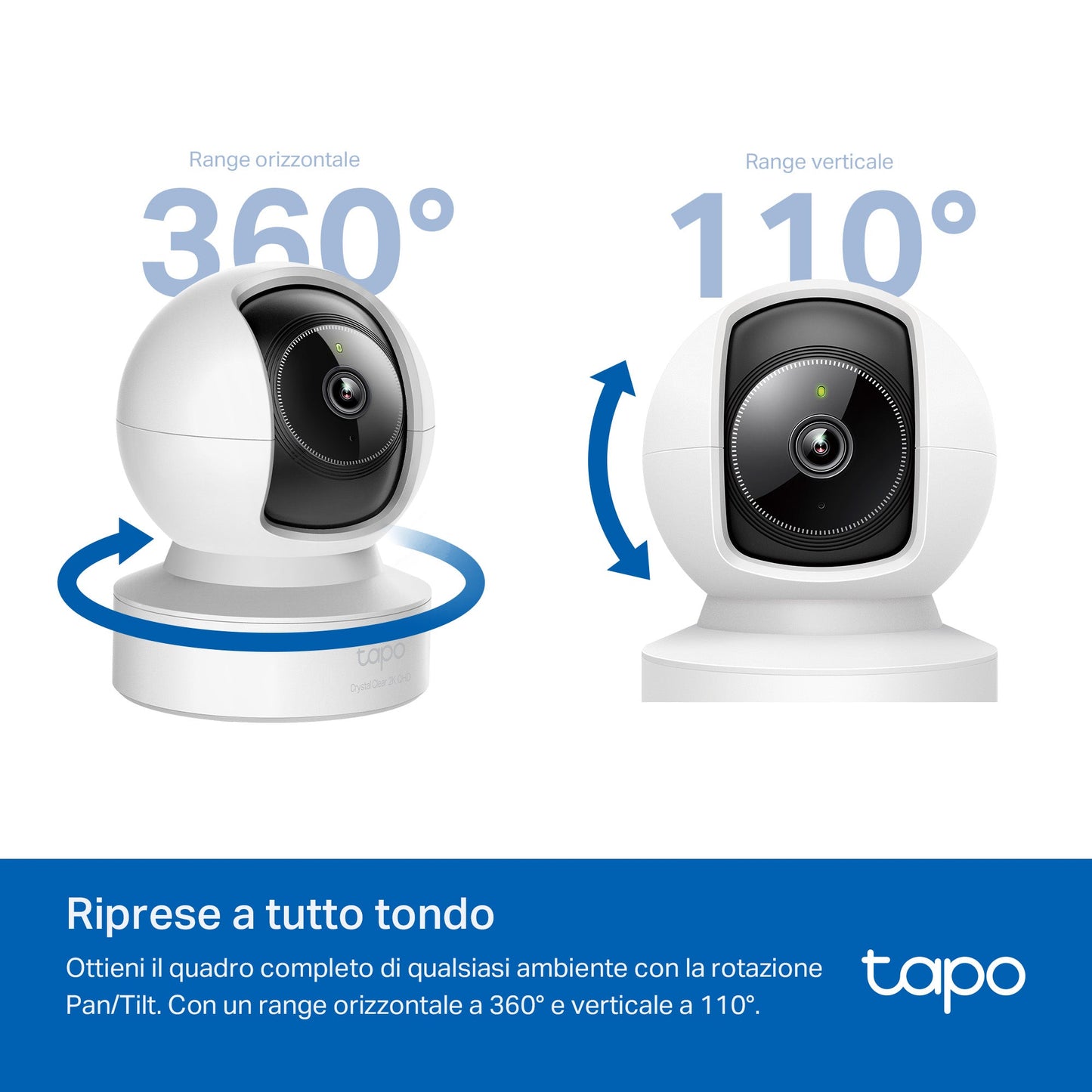 Tapo C222 Telecamera Wi-Fi Interno 2K 4MP, 360° Visuale, Porta Ethernet