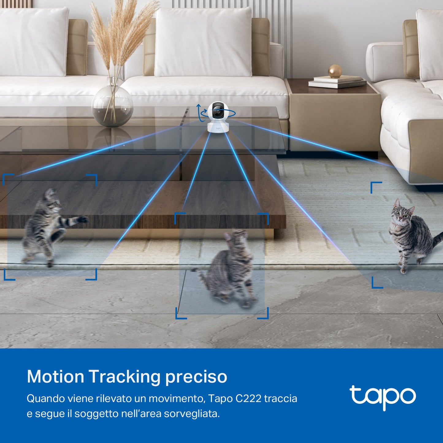 Tapo C222 Telecamera Wi-Fi Interno 2K 4MP, 360° Visuale, Porta Ethernet