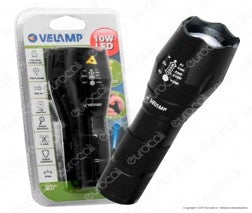 TC 070 - Velamp IN247 Steel Torcia LED 10W Zoom Integrato - mod.IN247