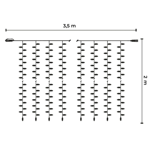 Tendina led | 3,5x2m 230V | cavo bianco | 460 led