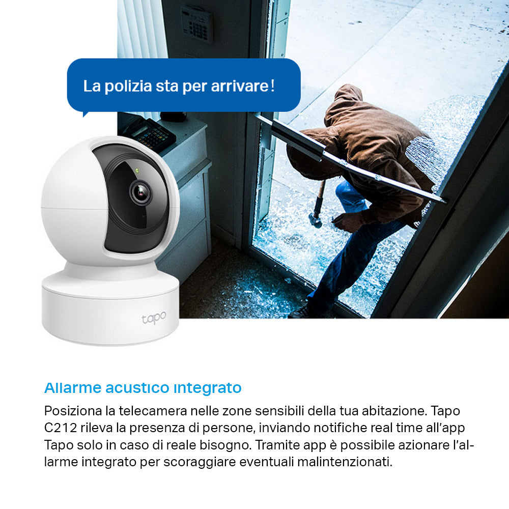 Tapo C212 Telecamera Wi-Fi Interno 2K 3MP, 360° Visuale, Porta Ethernet