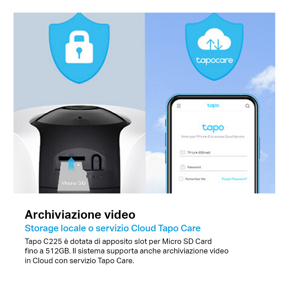 Tapo C225 Telecamera Wi-Fi Interno 2K 4MP, 360° Visuale, Rilevazione e Notifiche Smart AI