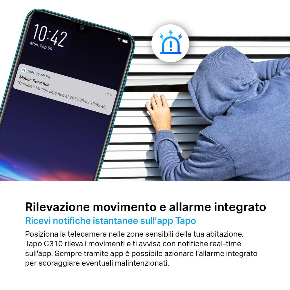 Tapo C310 Telecamera Wi-Fi Esterno 2K 3MP, Visione Notturna, Wi-Fi/Ethernet, ⚠️Non a batteria