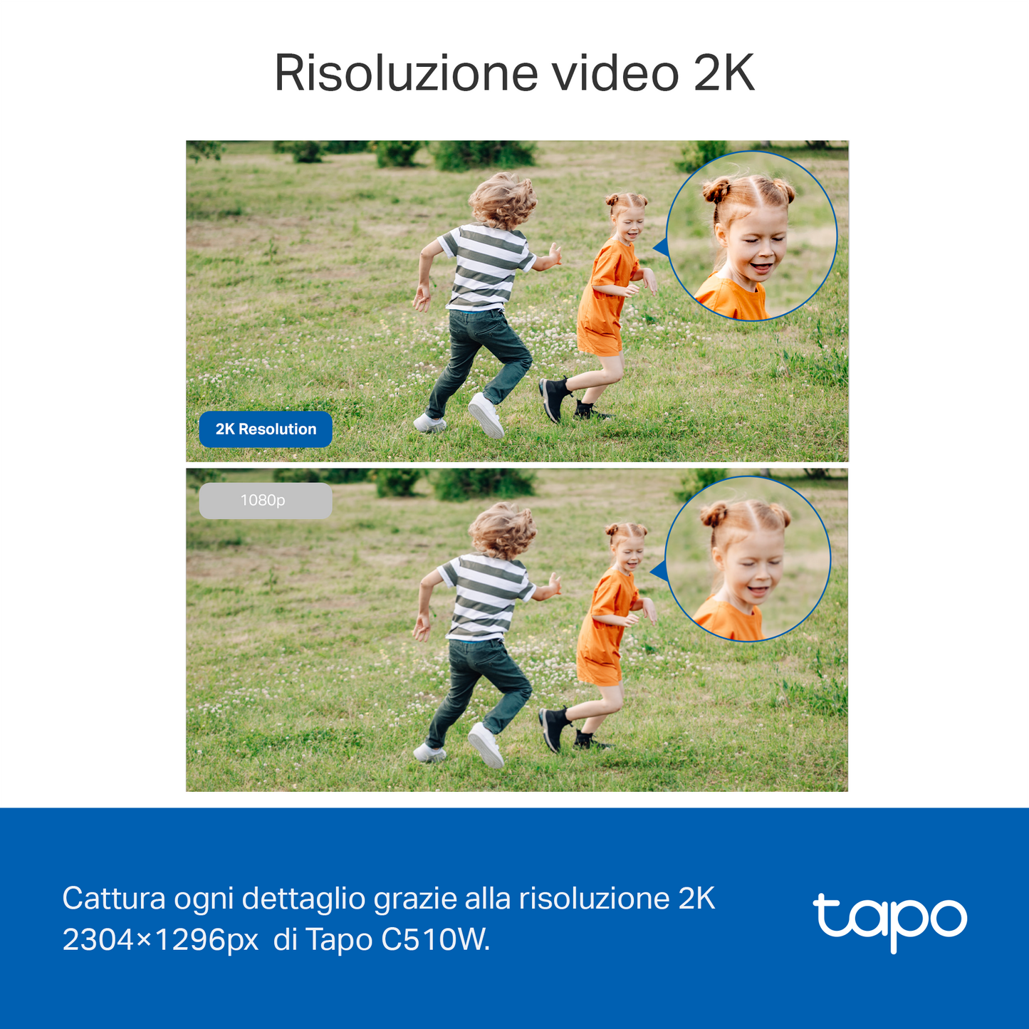 Tapo C510W Telecamera Wi-Fi Esterno 2K 3MP, 360° Visuale, Visione Notturna a Colori, ⚠️Non a batteria