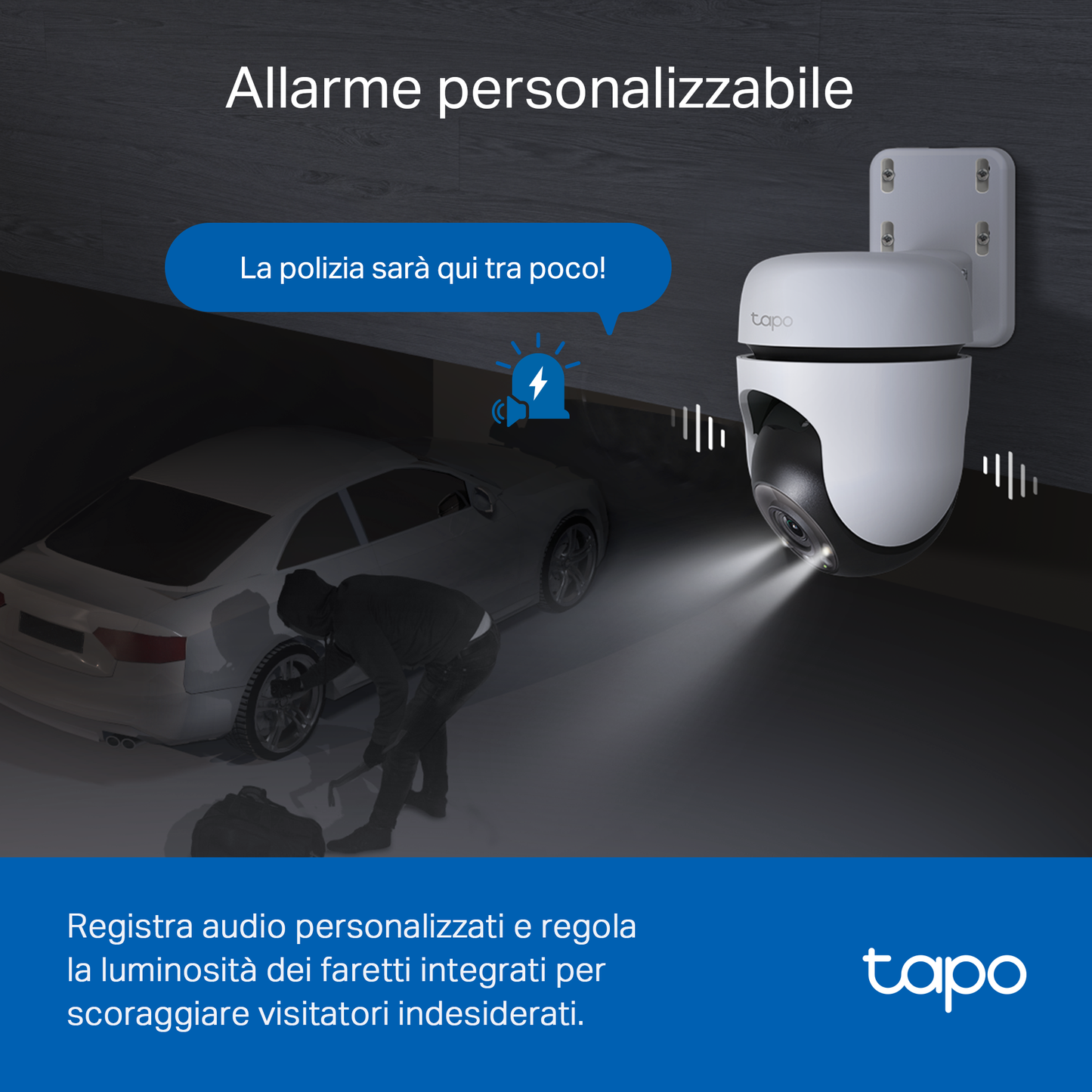 Tapo C510W Telecamera Wi-Fi Esterno 2K 3MP, 360° Visuale, Visione Notturna a Colori, ⚠️Non a batteria