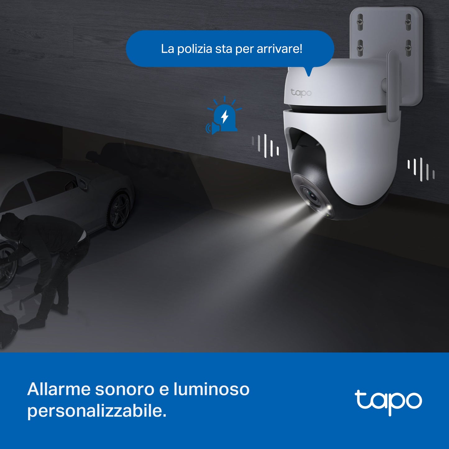 Tapo C520WS Telecamera Wi-Fi Esterno 2K 4MP, 360° Visuale, Visione Notturna a Colori Starlight, Wi-Fi/Ethernet, 2pz, ⚠️Non a batteria