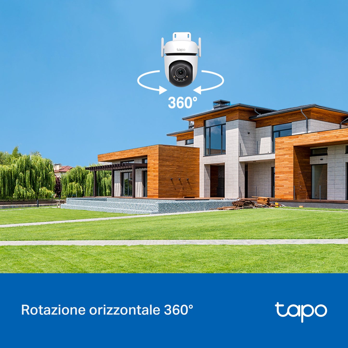 Tapo C520WS Telecamera Wi-Fi Esterno 2K 4MP, 360° Visuale, Visione Notturna a Colori Starlight, Wi-Fi/Ethernet, ⚠️Non a batteria