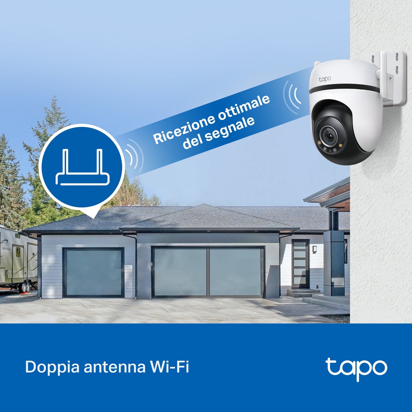 Tapo C520WS Telecamera Wi-Fi Esterno 2K 4MP, 360° Visuale, Visione Notturna a Colori Starlight, Wi-Fi/Ethernet, ⚠️Non a batteria