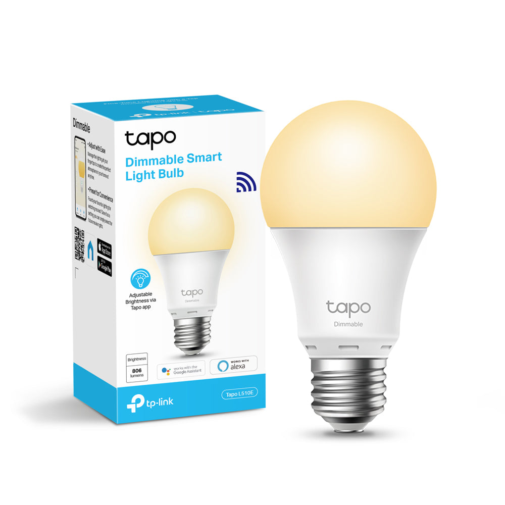 Tapo L510E Lampadina LED Smart Wi-Fi Dimmerabile 2700K E27, Controllo Vocale con Alexa