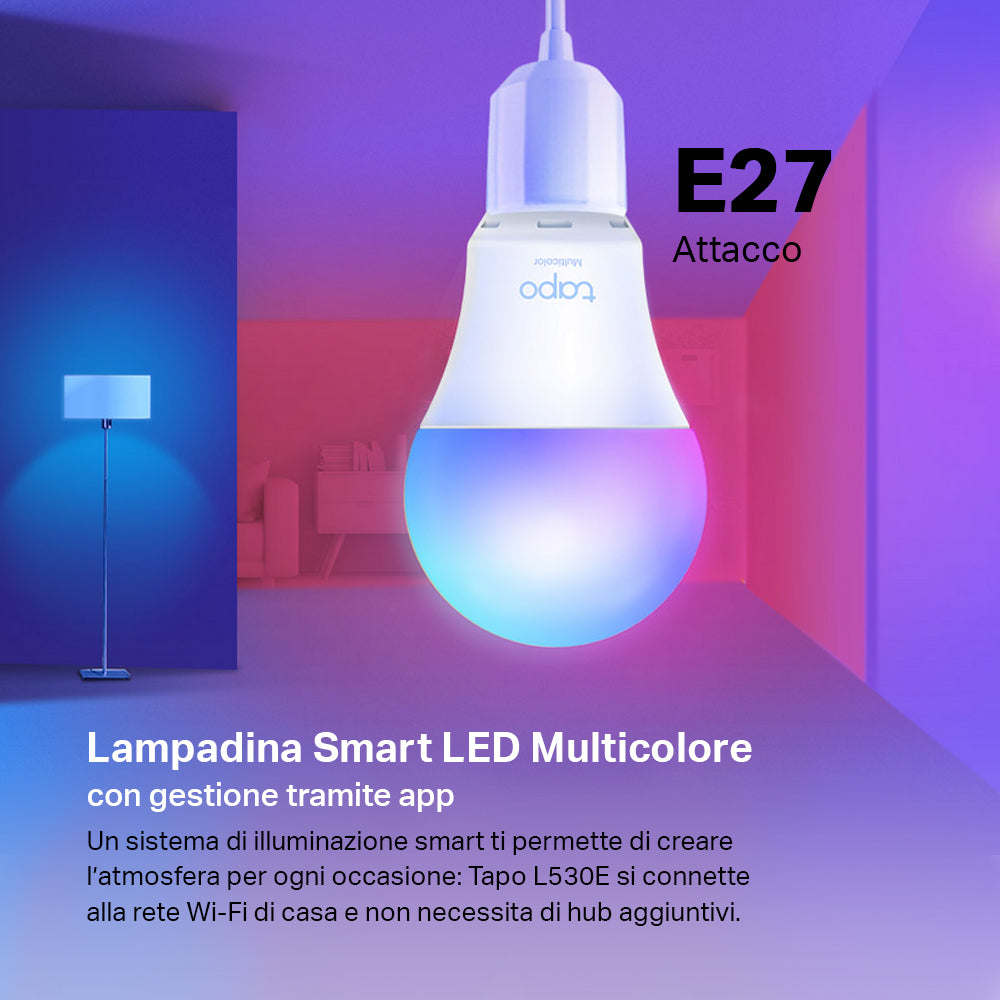 Tapo L530E Lampadina LED Smart Wi-Fi Multicolore E27, Controllo Vocale con Alexa, 2pz