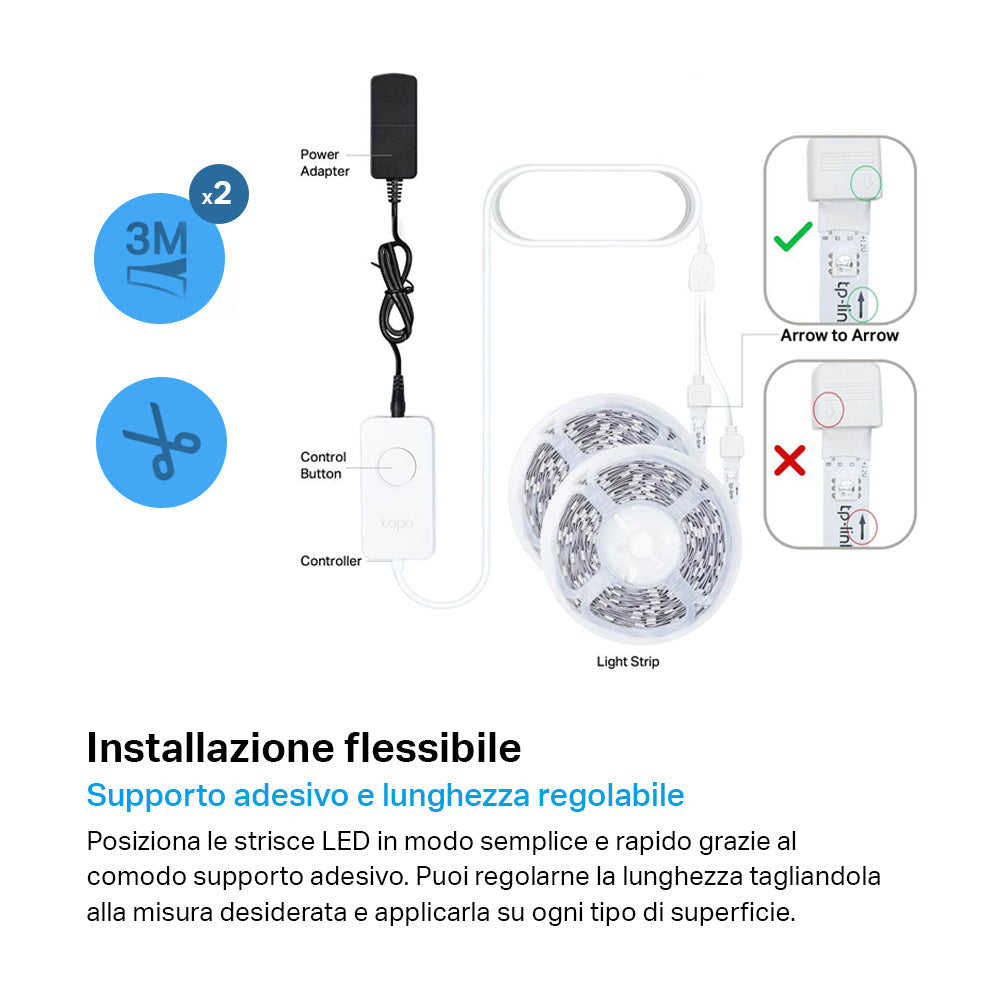 Tapo L900-10 Striscia LED Smart Wi-Fi Multicolore 2x5m, Controllo Vocale con Alexa