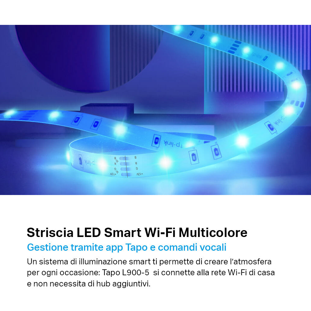 Tapo L900-5 Striscia LED Smart Wi-Fi Multicolore 5m, Controllo Vocale con Alexa
