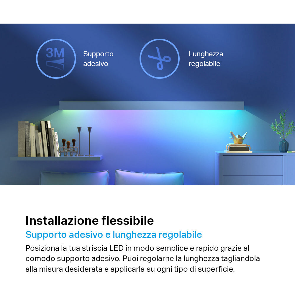 Tapo L920-5 Striscia LED Smart Wi-Fi Multicolore 5m, Zone Colore, Rivestimento Esterno, Controllo Vocale con Alexa