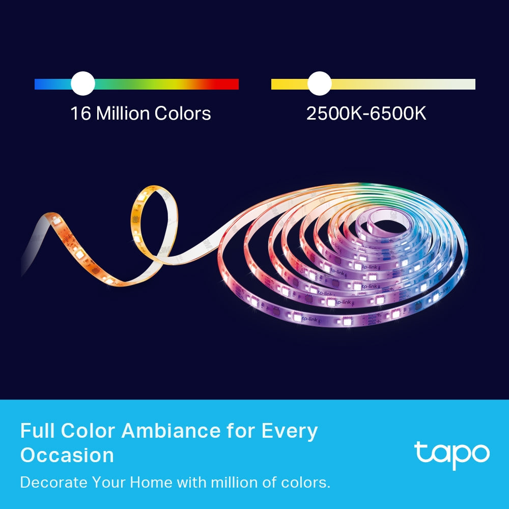 Tapo L930-10 Striscia LED Smart Wi-Fi Multicolore 2x5m, Extra-Luminosa, Zone Colore, Rivestimento Esterno, Controllo Vocale con Alexa