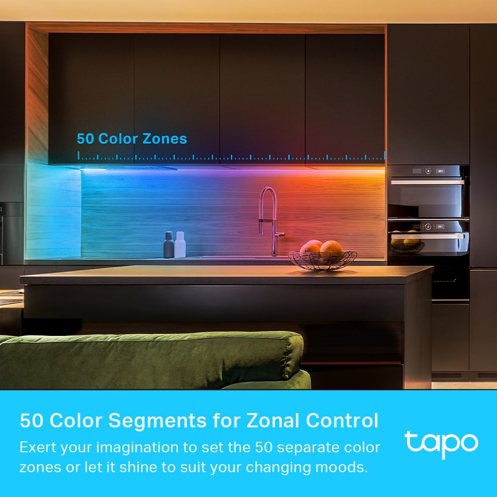 Tapo L930-10 Striscia LED Smart Wi-Fi Multicolore 2x5m, Extra-Luminosa, Zone Colore, Rivestimento Esterno, Controllo Vocale con Alexa