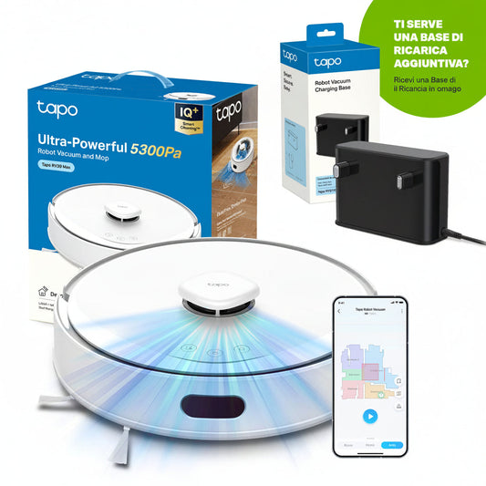Tapo RV30 Max White Robot Aspirapolvere, Doppia Navigazione LiDAR+IMU, ⚠️Aggiungi la Base di Ricarica RVB102 al carrello