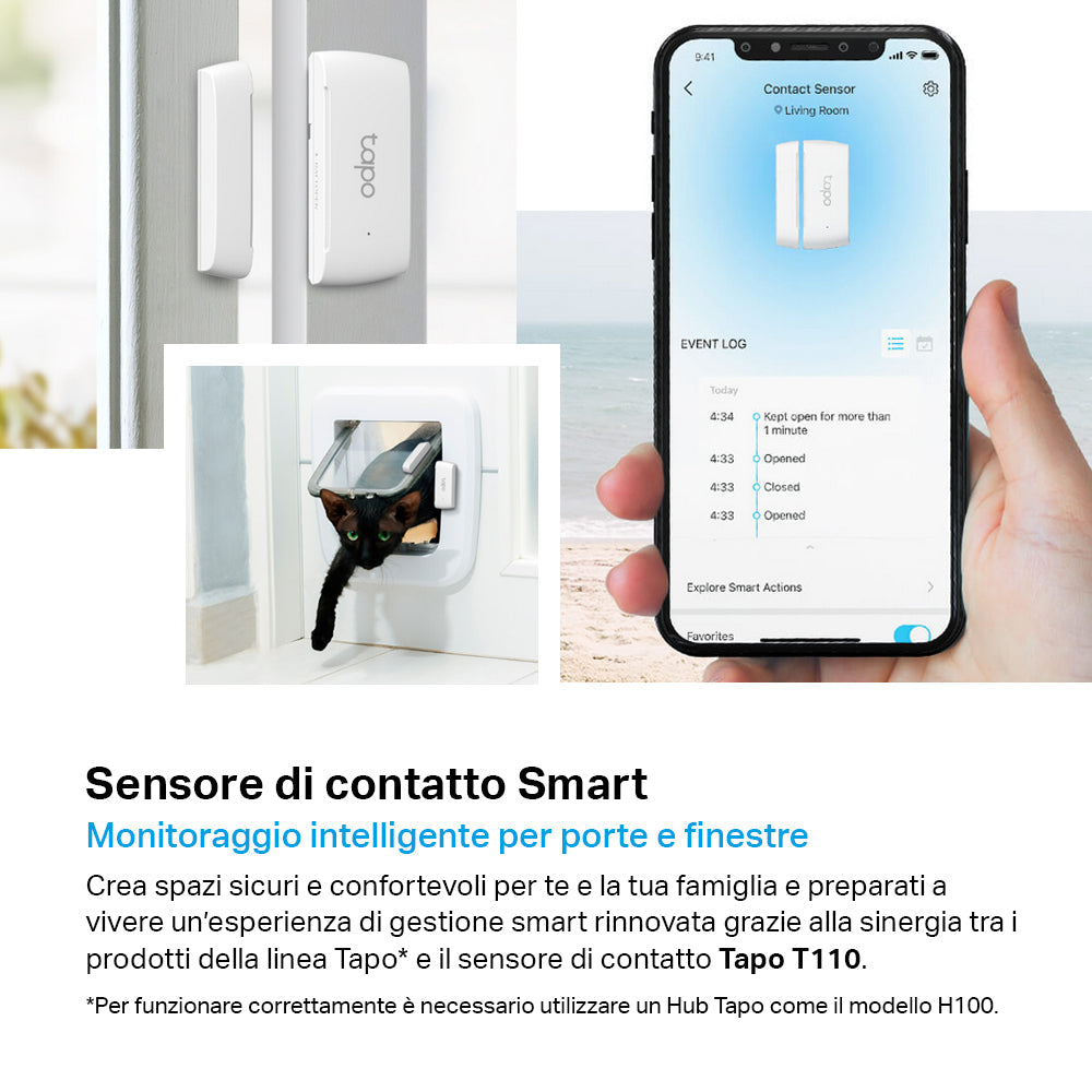 Tapo T110 Sensore di Contatto, ⚠️Tapo Hub Necessario, 3pz