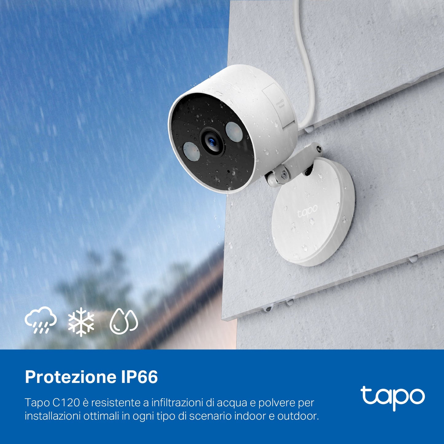 Tapo C120 Telecamera Wi-Fi Esterno/Interno 2K 4MP, Visione Notturna a Colori, Base Magnetica