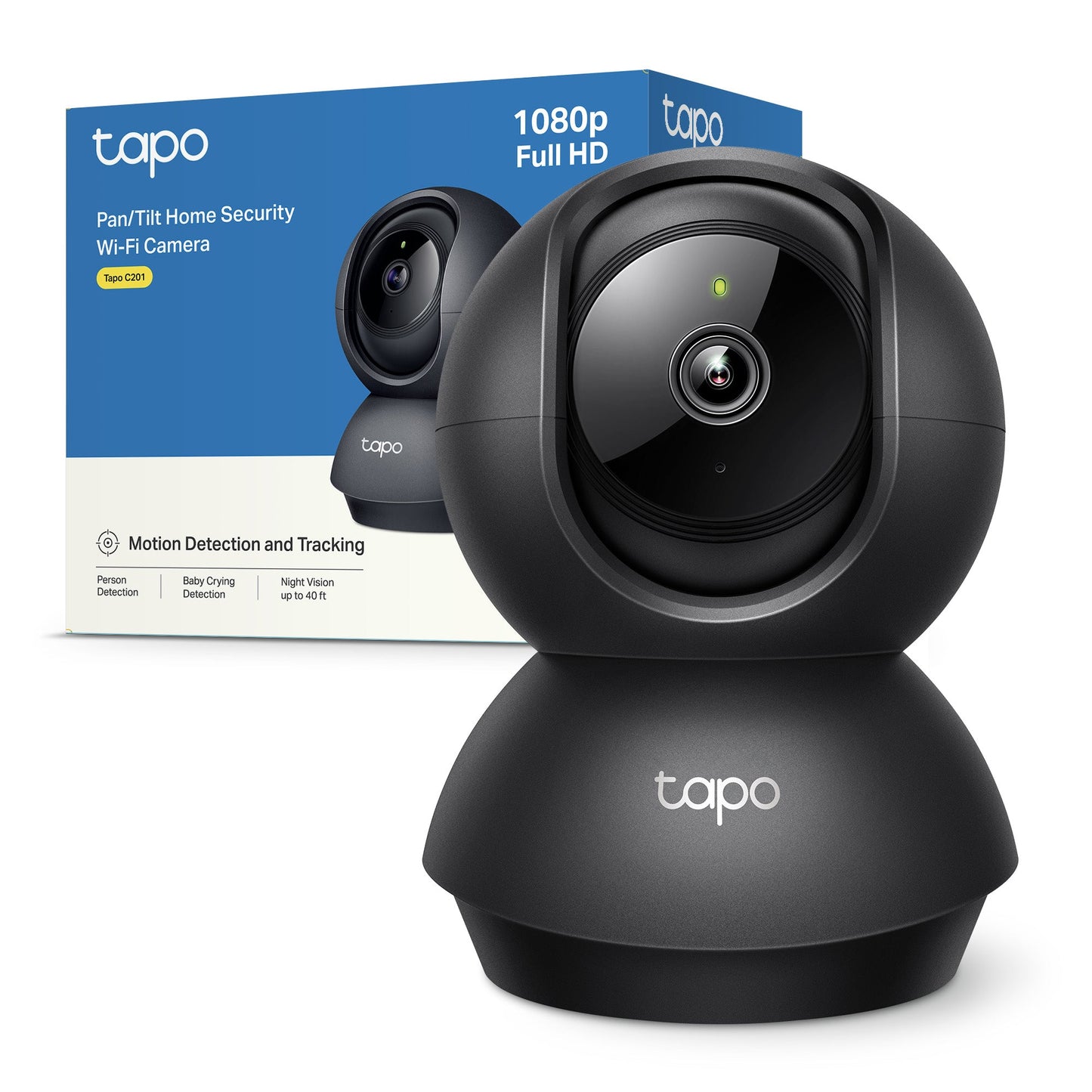 Tapo C201 Telecamera Wi-Fi Interno 1080p FHD, 360° Visuale, Nero