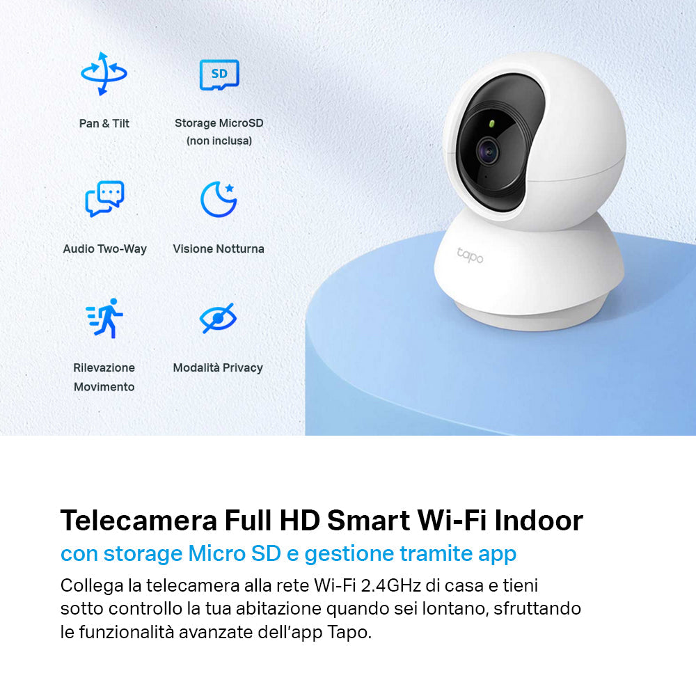 Tapo C210 Telecamera Wi-Fi Interno 2K 3MP, 360° Visuale