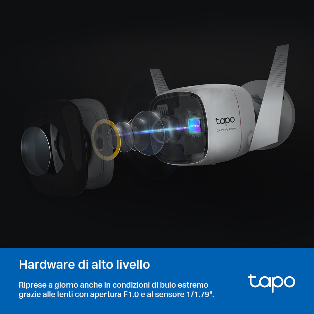 Tapo C325WB Telecamera Wi-Fi Esterno 2K 4MP, Visione Notturna ColorPro, Wi-Fi/Ethernet, ⚠️Non a batteria