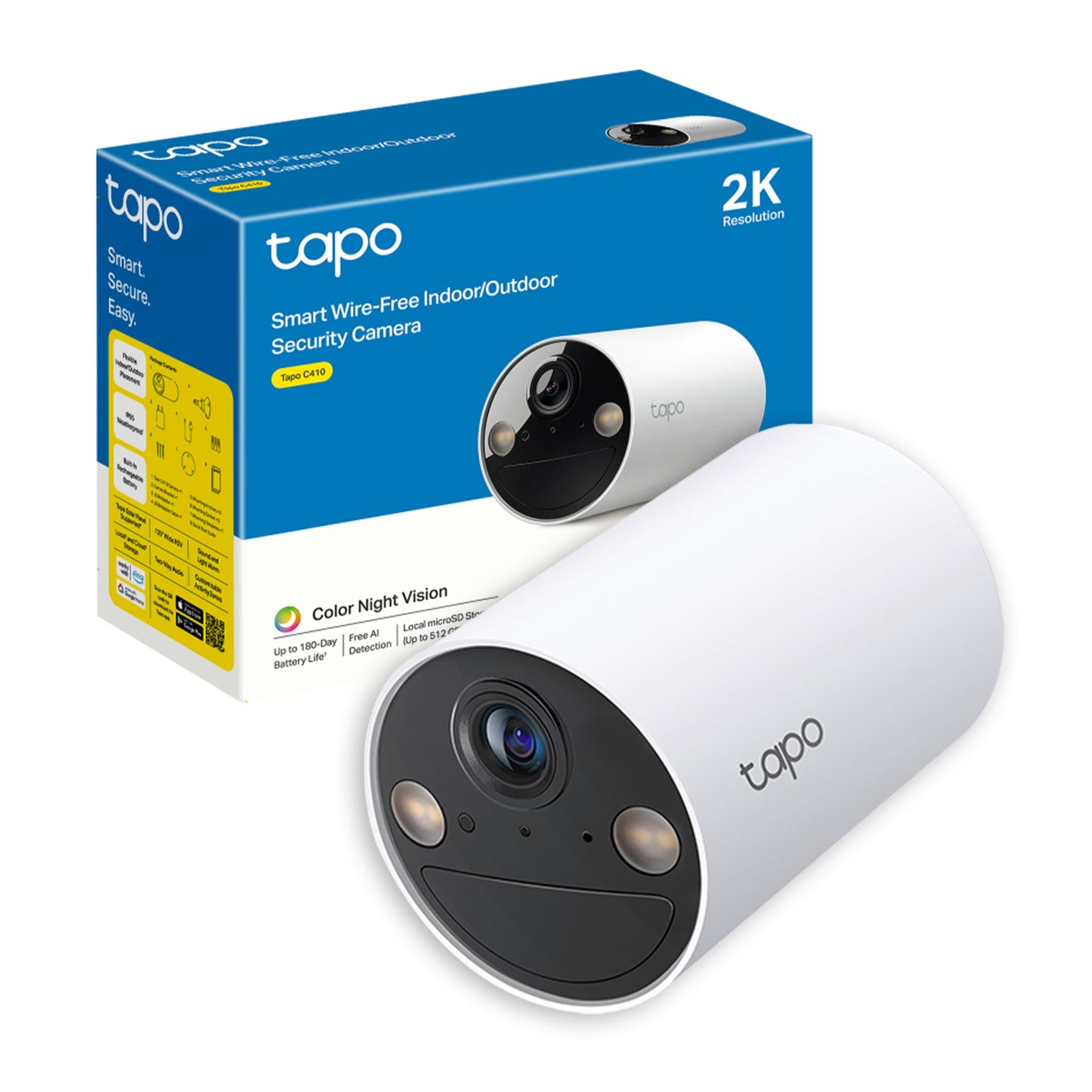 Tapo C410 Telecamera Wi-Fi Esterno a Batteria 2K 3MP, Visione Notturna a Colori