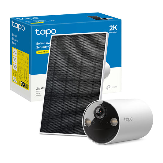 Tapo C410 KIT Telecamera Wi-Fi Esterno a Batteria 2K 3MP con Panello Solare, Visione Notturna a Colori