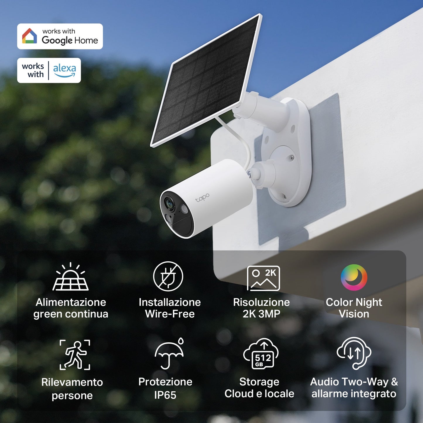 Tapo C410 KIT Telecamera Wi-Fi Esterno a Batteria 2K 3MP con Panello Solare, Visione Notturna a Colori