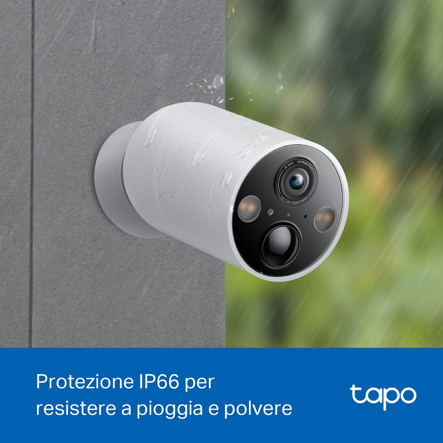 Tapo C425 Telecamera Wi-Fi Esterno a Batteria 2K 4MP, Visione Notturna a Colori, Base Magnetica