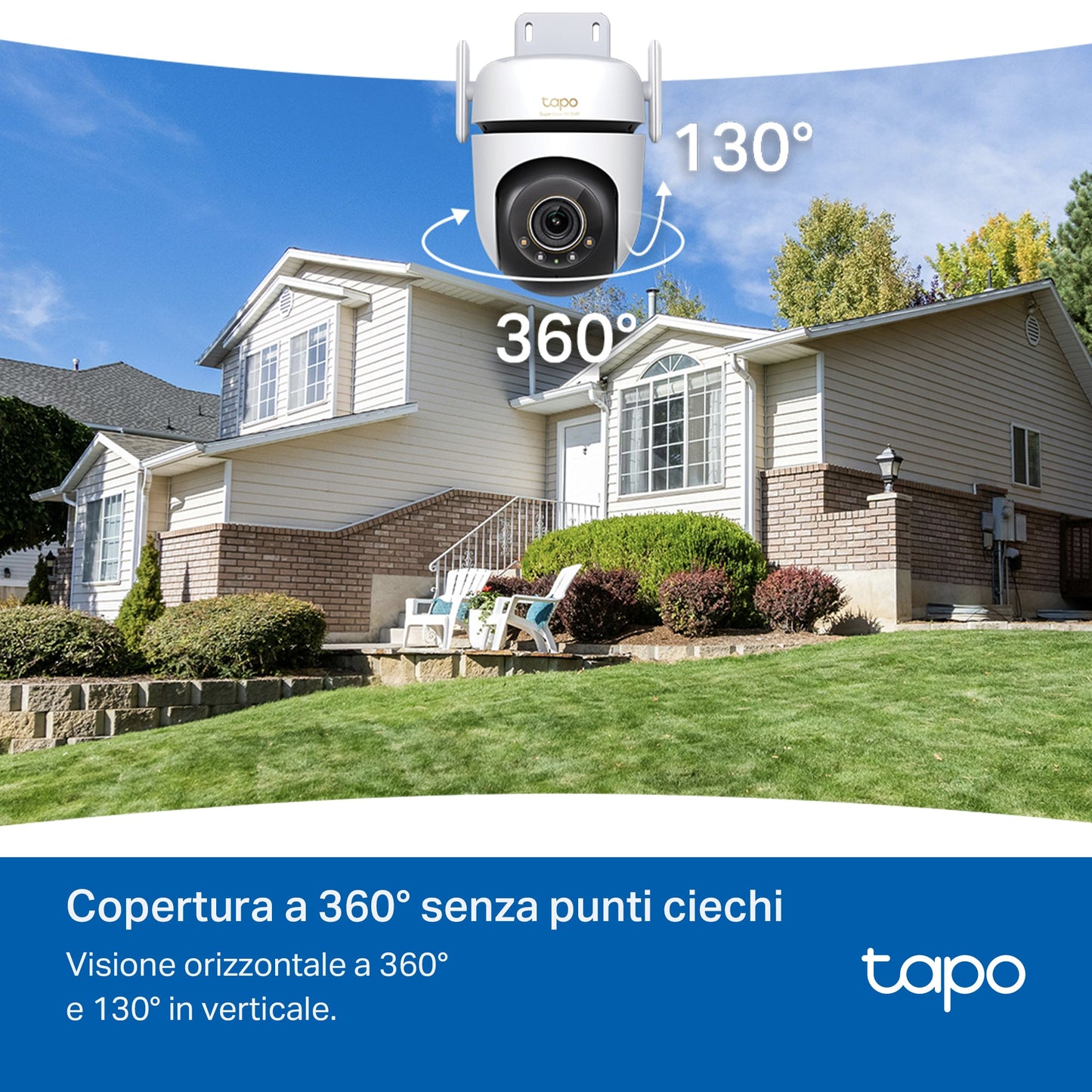 Tapo C530WS Telecamera Wi-Fi Esterno, 3K 5MP, 360° Visuale, Visione Notturna a Colori Starlight, Wi-Fi/Ethernet, ⚠️Non a batteria