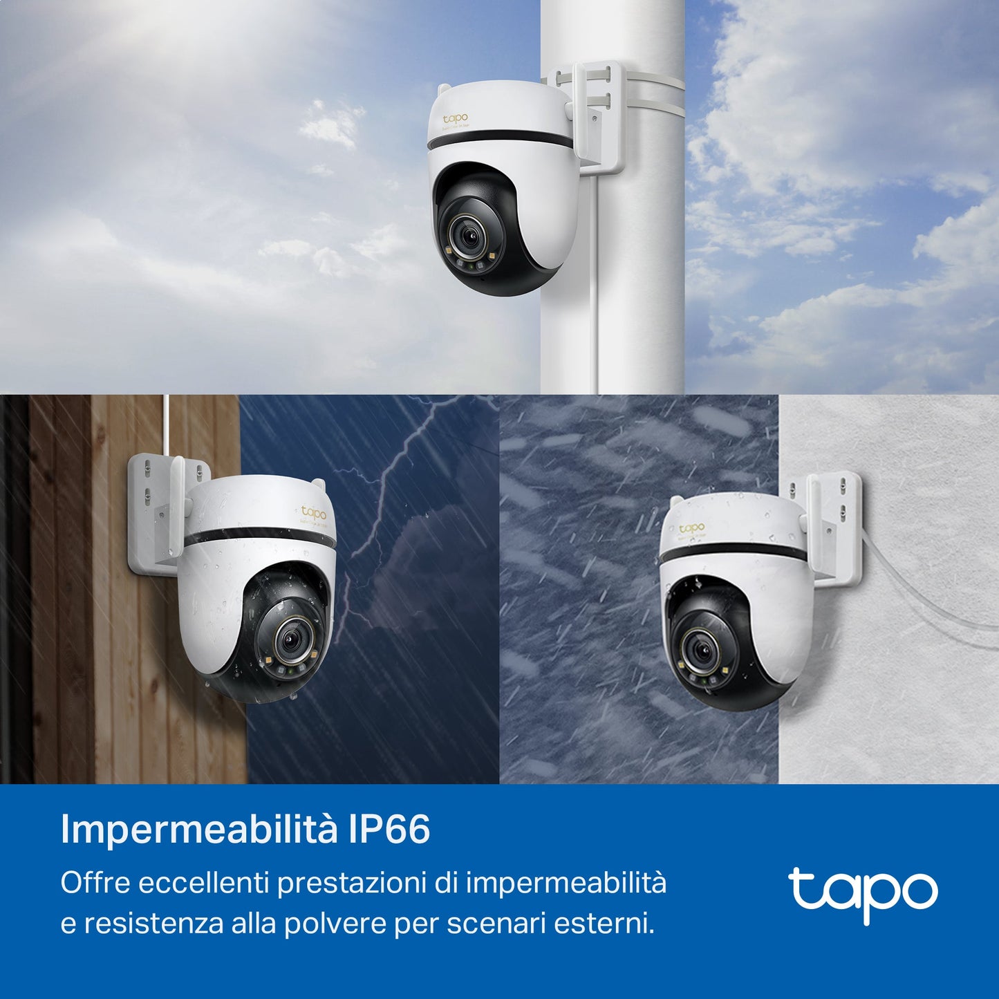 Tapo C530WS Telecamera Wi-Fi Esterno, 3K 5MP, 360° Visuale, Visione Notturna a Colori Starlight, Wi-Fi/Ethernet, ⚠️Non a batteria