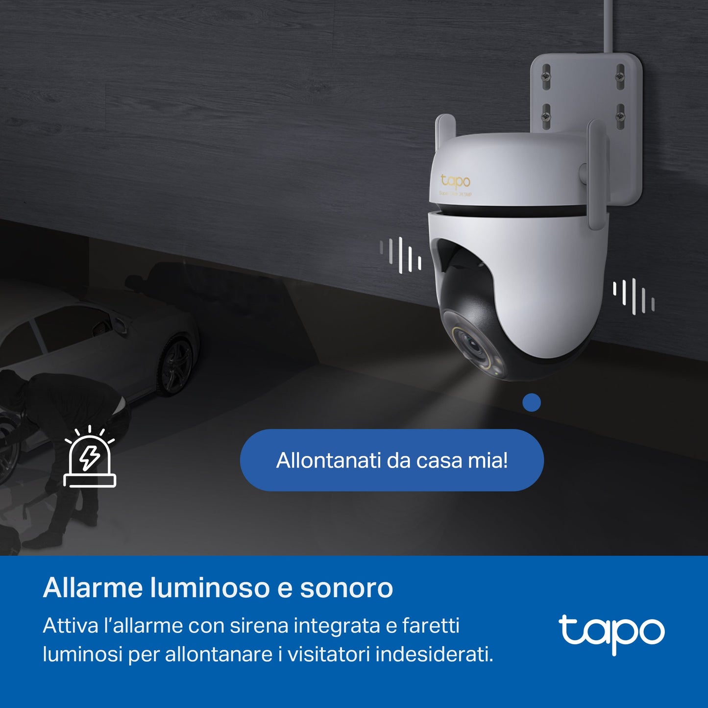 Tapo C530WS Telecamera Wi-Fi Esterno, 3K 5MP, 360° Visuale, Visione Notturna a Colori Starlight, Wi-Fi/Ethernet, 2pz, ⚠️Non a batteria